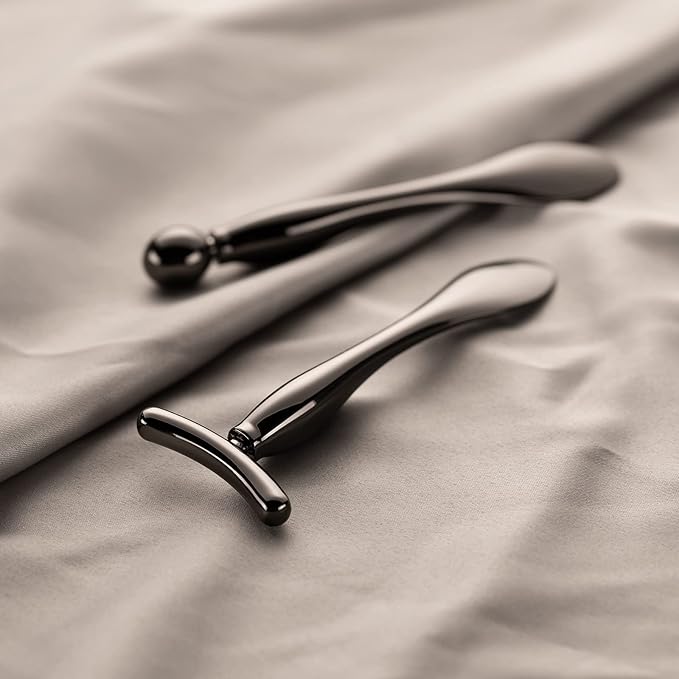 Lisapack 2PCS Metal Eye Cream Applicator Wand Stick, Massager Tool for Facial Massage, Reduce Puffiness (Champagne)