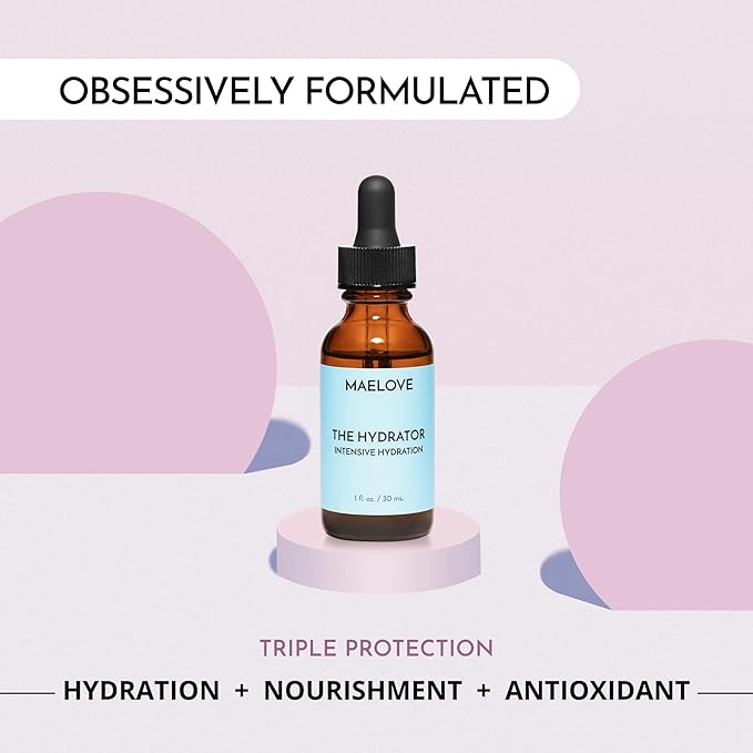 MAELOVE Hydrator Hyaluronic Acid Serum w/Vitamin B5, Lightweight & Non Greasy Formula w/Panthenol & Resveratrol for Ultimate Hydration & Youthful Dewy Glow, Reduces Fine Lines & Wrinkles, USA Made