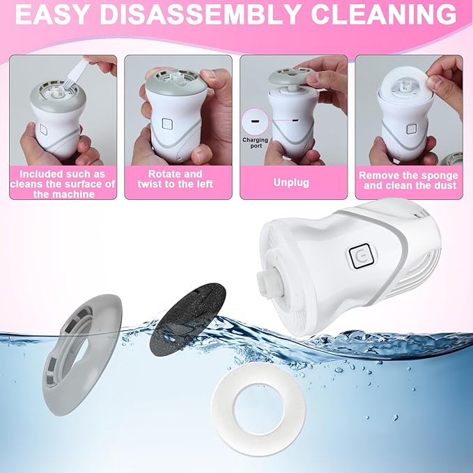 Electric Foot File for Dead Skin Removal, Callus Remover for Feet, Featuring a Dander Vacuum Foot Scrubber with 2 Speeds and 6 Grinding Heads, Foot Calluses Remover Kit for Cracked Skin.