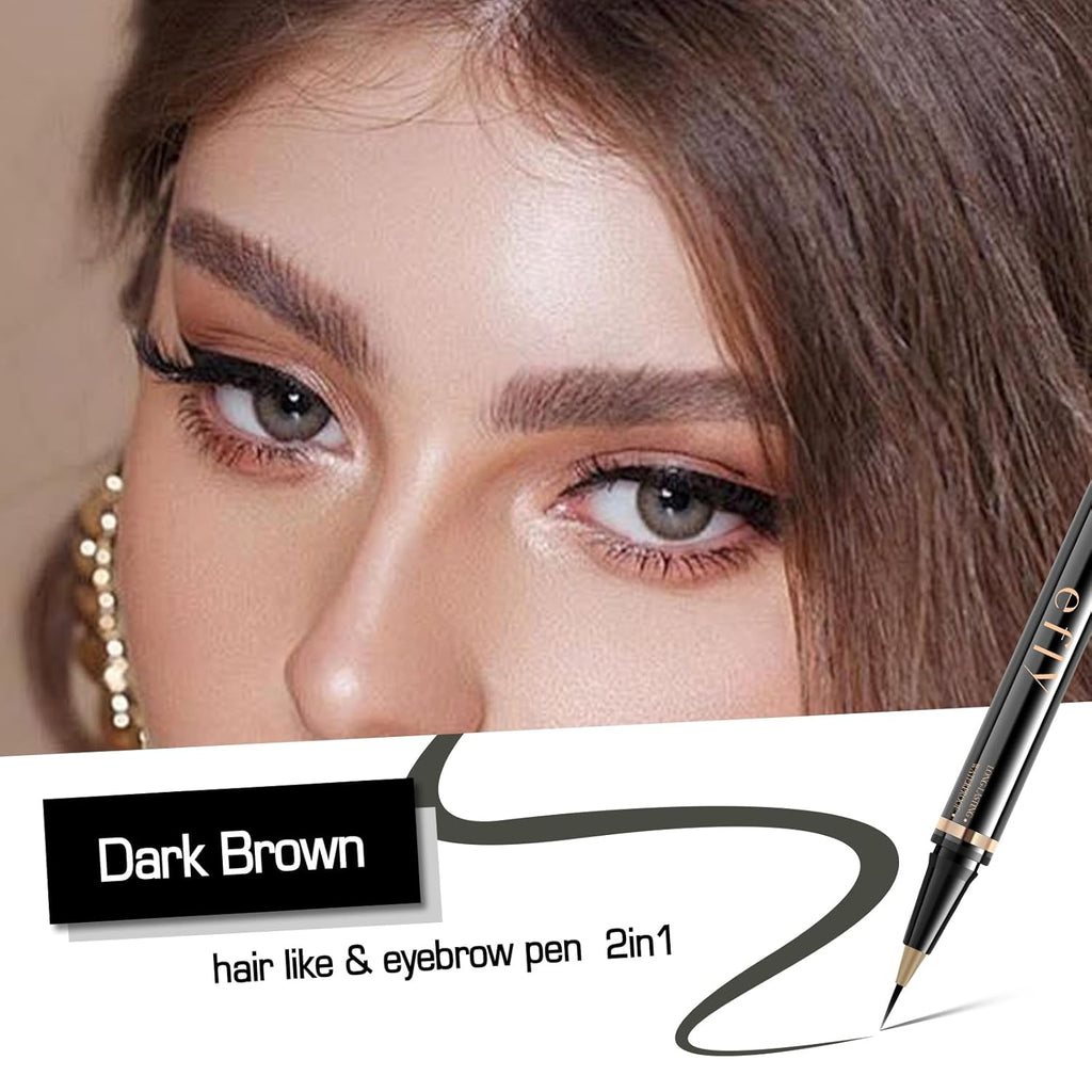 Eyebrow Pencils for Women, Microblading Eyebrow Pen Magical 2-in-1 Dual-Ended Brow Pen with 3D & Precise Brush-Tip Create Natural Hair-Like Brows, Last All-Day(Dark Brown)