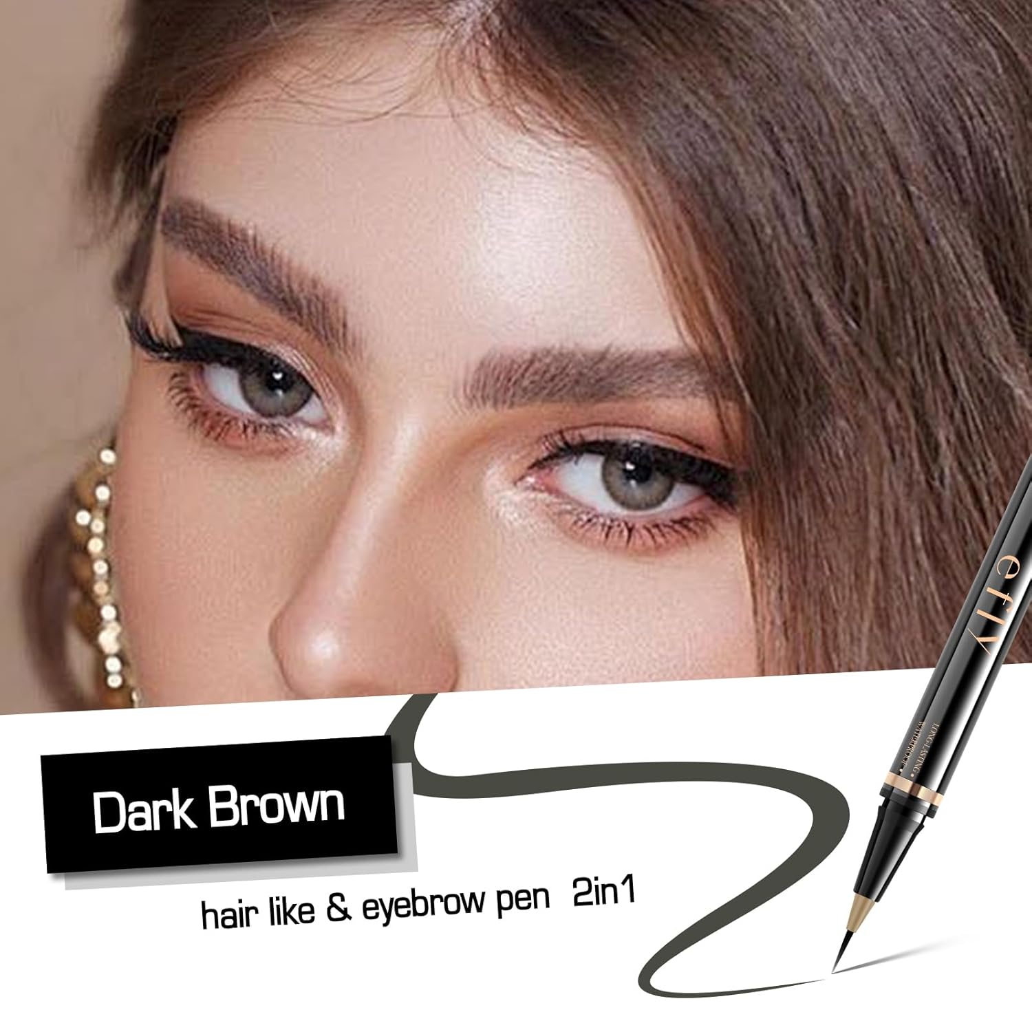 Eyebrow Pencils for Women, Microblading Eyebrow Pen Magical 2-in-1 Dual-Ended Brow Pen with 3D & Precise Brush-Tip Create Natural Hair-Like Brows, Last All-Day(Dark Brown)