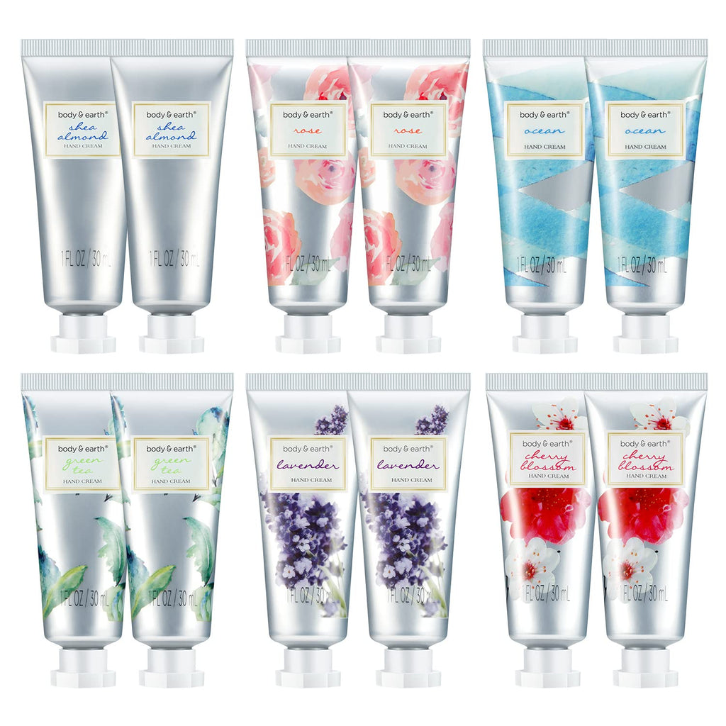 BODY & EARTH Hand Cream, Hand Lotion, 12 Pcs Travel Size Hand Cream Gift Set for Women Dry Hands Moisturizing with Shea Butter Valentines Mini Hand Lotion Gift Set for Women