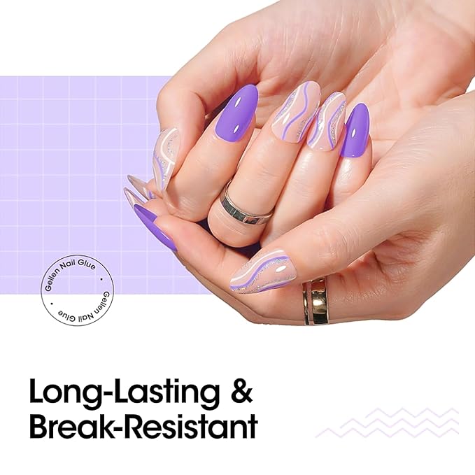 Gellen 4 in 1 Nail Glue for Nail Tips, 18ML Nail Gel Glue for Soft Gel Nails Tips and Clear Press on Nails, Long Lasting Easy Nail Extension Gel, UV Led Lamp Needed