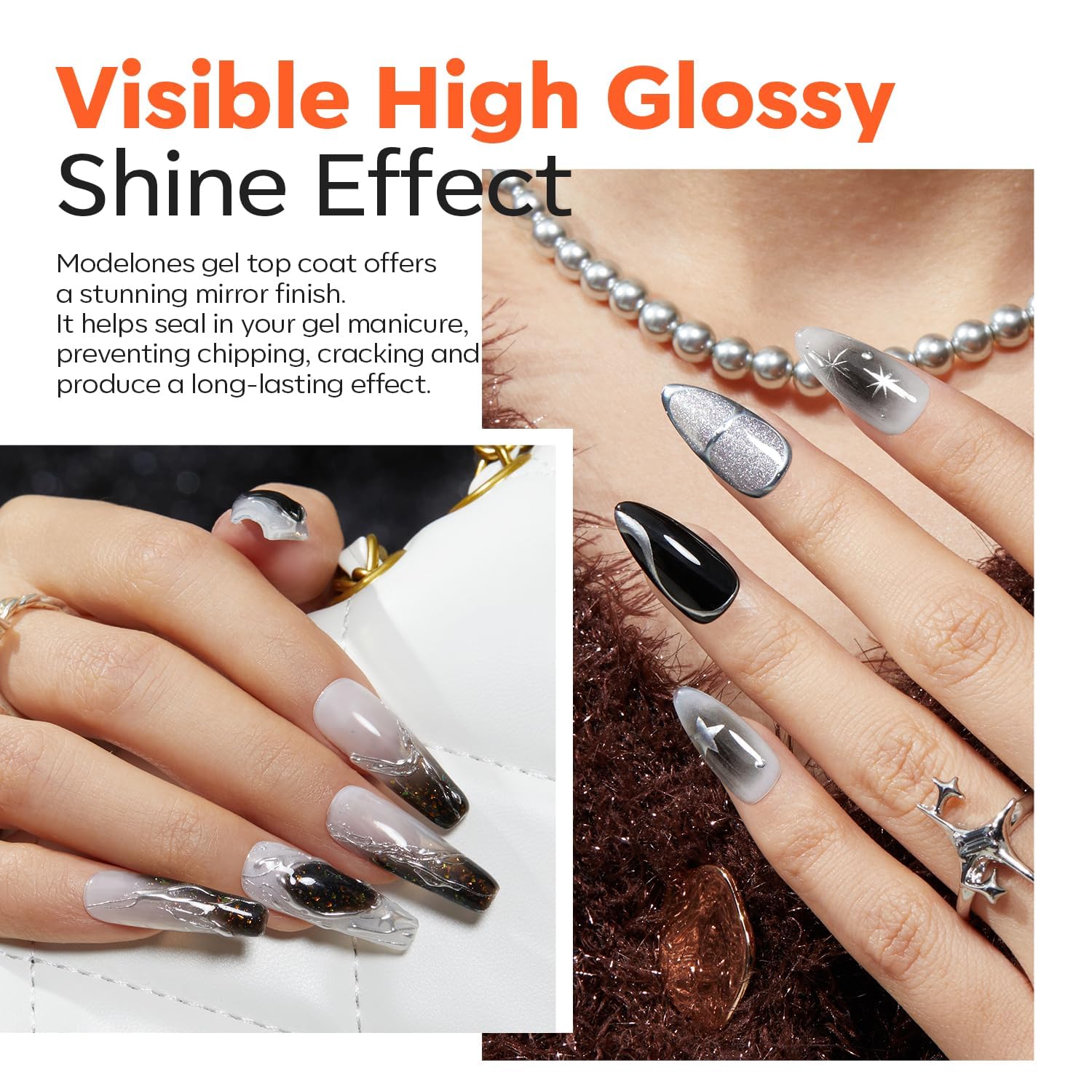 modelones Gel Top Coat, 100ml No Wipe Extra Glossy Top Coat Gel Nail Polish Long-Lasting High Gloss Bulk Salon Grade Top Coat Refill Clear Nail Polish, for Nail Techs, Manicure Stores & DIY