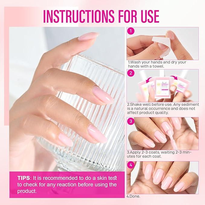 Nail Strengthener for Women: 8 in 1 Natural Nail Hardener Extra Strong and Growth - Pink Nail Polish Hardener Ridge Filler Concealer for Weak and Damaged Nails 15ml