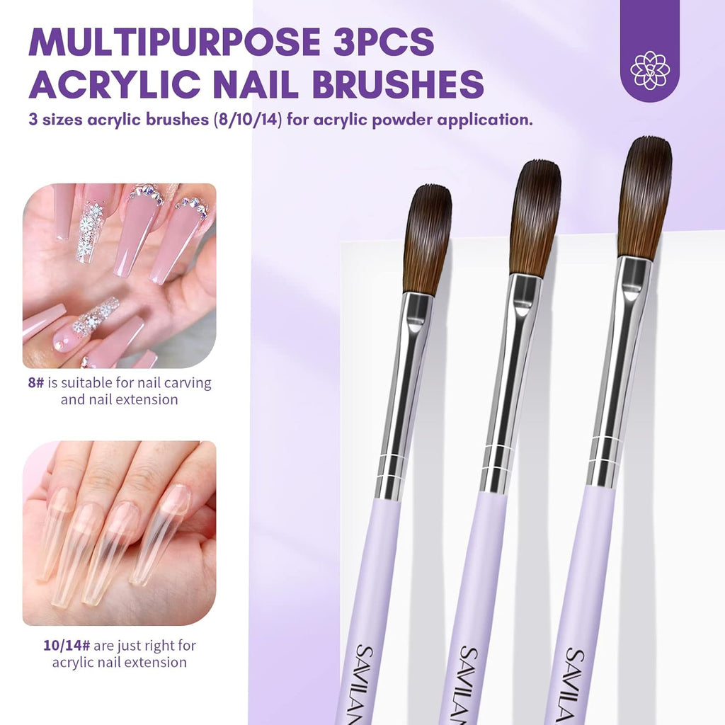 SAVILAND Acrylic Nail Kit with Drill: Professional Nails Kit Acrylic Set for Beginners with Everything White Pink Clear Acrylic Powder and Liquid Set Brushes 100 Forms Manicure Tools Home Salon DIY