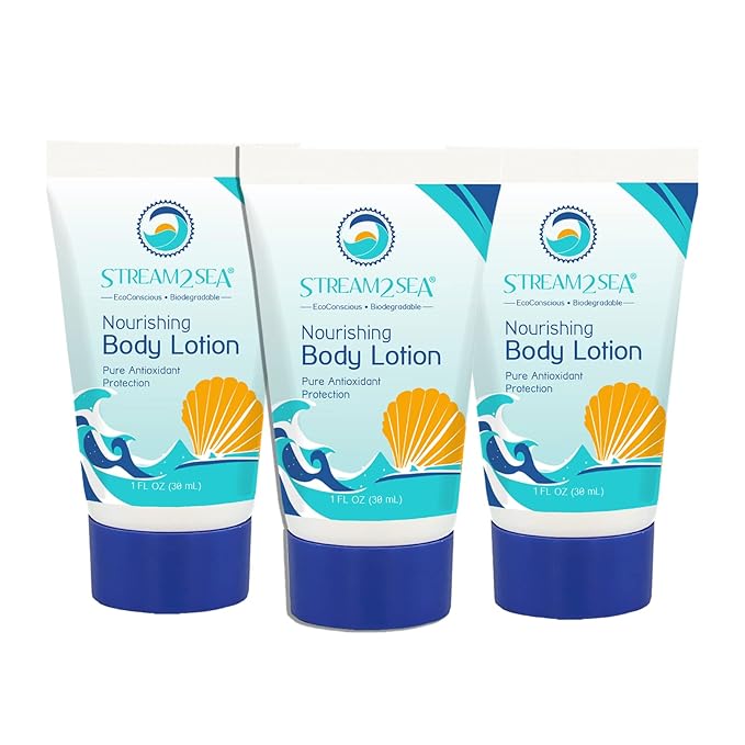 STREAM 2 SEA Nourishing Body Lotion For After Sun Dry Skin, 3 Pack 1 Fl oz Vitamin E, Squalane Reef Safe and Paraben Free Moisturizing Body Lotion For Women, Nourishing Sunburn Skin Care