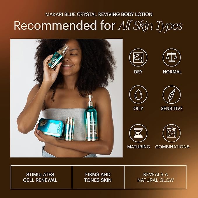 Makari Ultimate Intense Blue Crystal Skin Reviving Body Lotion 16.8 oz | Body Lotion with Glutathione & Collagen | Body Moisturizer and Body Cream with Vit C | Body Skin Care Product for Women & Men