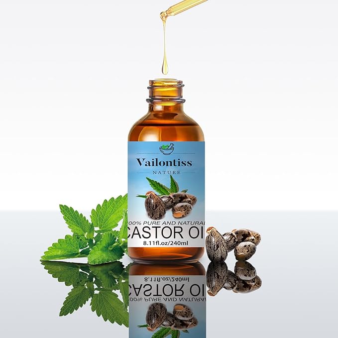 Castor Oil - Carrier Oil for Hair Growth, Relaxing Massage and Body Oil, Castor Oil for All Hair Types and Skin (Castor Oil, 8 Fl Oz)