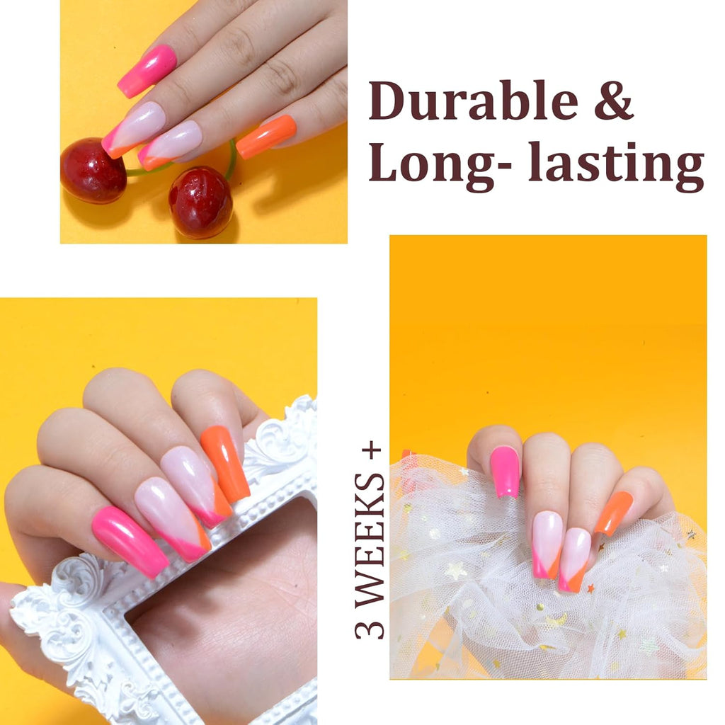 12 Pcs Dip Powder Nail Kit Starter Kit, 6 Colors Pink Red Orange Green Blue Dipping Powder Kit with Base & Top Coat/Activator/Brush Saver, Nail Art Dip Manicure Kits Salon DIY for Women