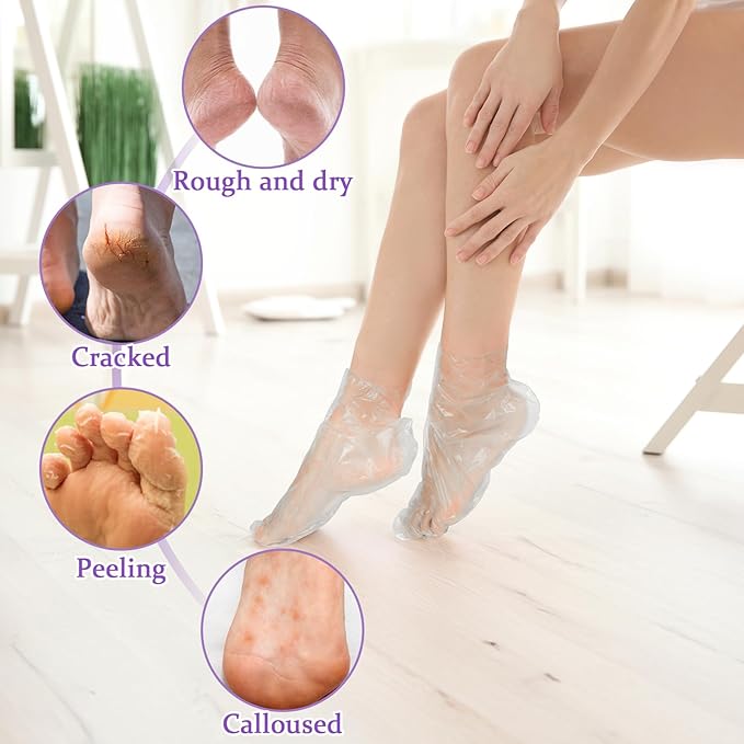 BUSOHA 300 Pcs Disposable Socks Foot Mask - Plastic Foot Covers Foot Moisturizing Socks for Paraffin Baths Spa Socks for Cracked Heel Repair Moisturizing Socks for Women and Men