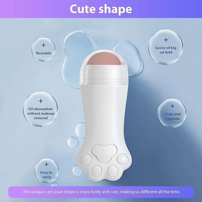 Face Roller Oily Skin Oil Absorbing Massage Tool, Natural Volcanic Stone Reusable Facial Skin Care Tool 2 Packs，Easy to Carry, Control The Oiliness of The face (White)