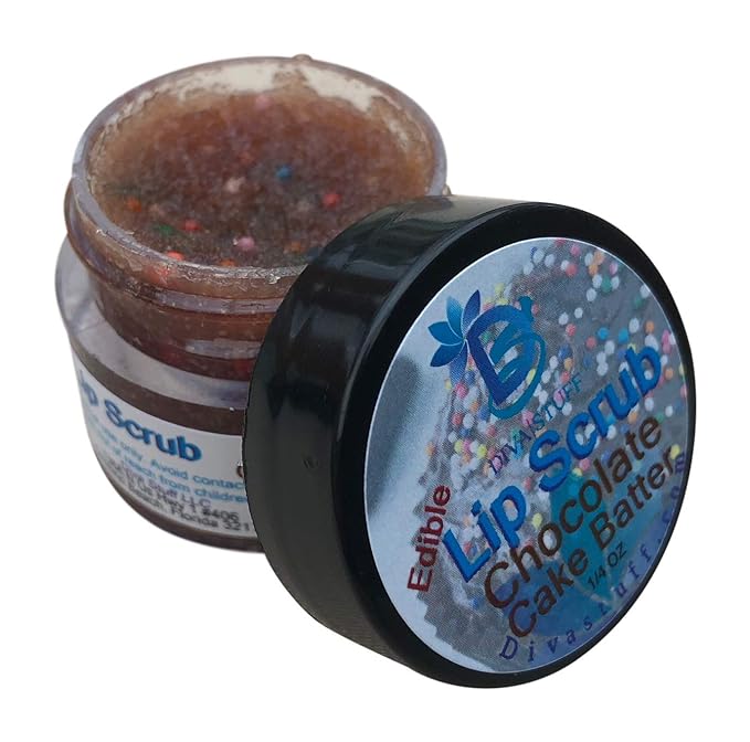 Diva Stuff Ultra Hydrating Lip Scrub for Soft Lips, Gentle Exfoliation, Moisturizer & Conditioner, Chocolate Cake Batter – ¼ oz (Made in the USA)