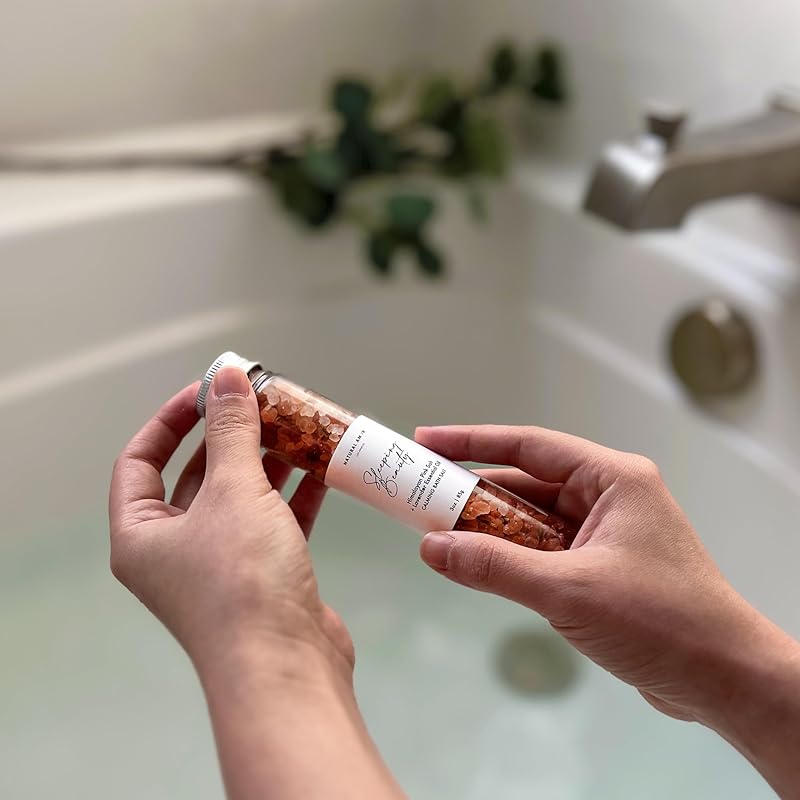 Natural Amor- Lavender Spa Gift Set-6pc Handmade Bath Gift for Women or Men including Body Butter, Natural Clay Mask, Bath Salt, Candle