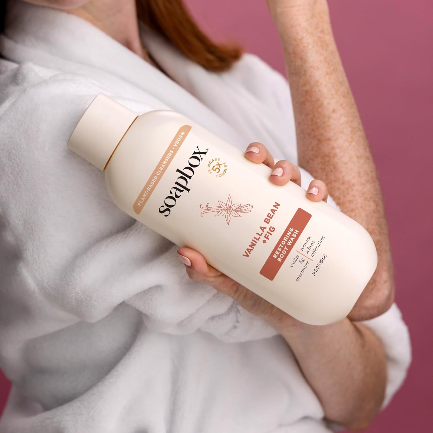 Soapbox Body Wash, Vanilla Bean & Fig Liquid Body Wash, Moisturizing Soap with Shea Butter, Vegan Duo Pack of 2 Soap Bottles, 20oz Each