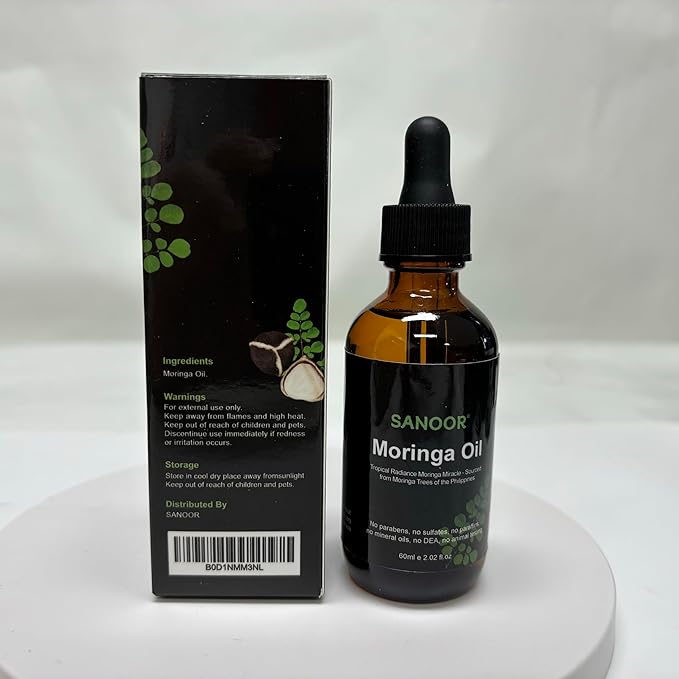 Moringa Miracle Oil - 100% Pure & Cold-Pressed - Deeply Hydrating Oil for Hair & Skin with Natural Nutrient-Rich Hair Butter for Strength & Shine - 2.02oz (60ml)