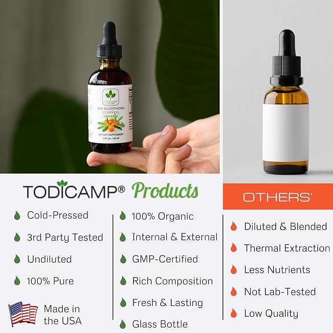 Organic Sea Buckthorn Oil - 1 fl oz Cold-Pressed Sea Buckthorn Berry Oil - Seabuckthorn for Face, Hair, Body & Supplement