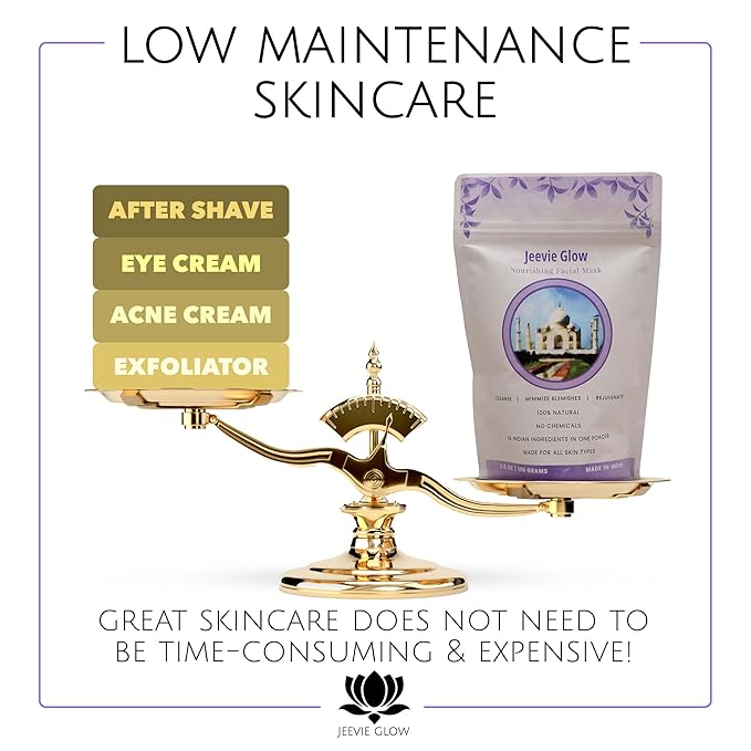 100% Natural - Indian Healing Facial Pack Mask for Acne Prone Skin - Gentle Pore Cleansing Mask for Smoother & Softer Skin - Promotes Collagen & Minimizes Discoloration