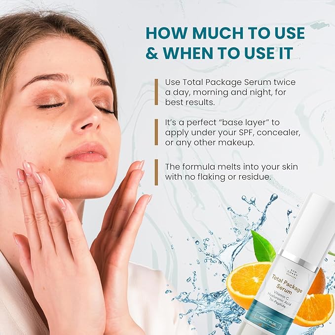 Sun Coast Sciences - Total Package Serum, All-In-One Vitamin C, Hyaluronic Acid, Peptides Serum For Face, Anti-Aging Facial Super Serum for Wrinkles, Age Spots - 1 fl oz (6)