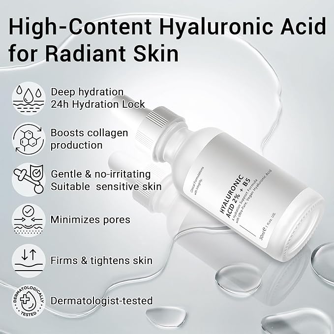 Hyaluronic Acid 2% + B5 Hydration Support Formula, Hyaluronic Acid Serum For Face - Large 30ml/1oz