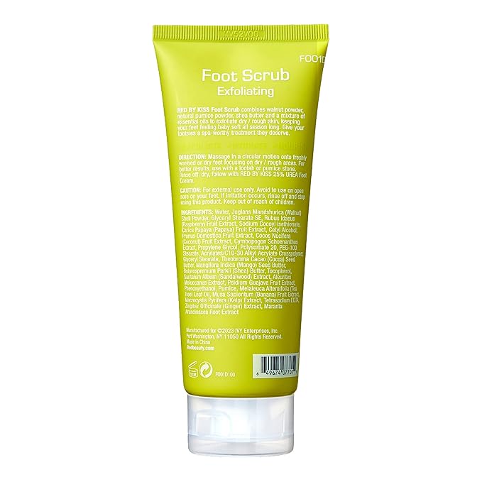 RED by Kiss Foot Scrub for Dead Skin – Exfoliates, Moisturizes, Nourishes Dry and Cracked Heels, Use with Foot Scrubber for Pedicure 5.3 oz.