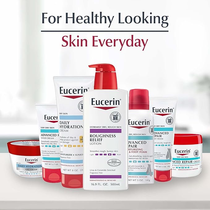 Eucerin Roughness Relief Body Lotion for Extremely Dry, Rough Skin, Urea Enriched Body Moisturizer, 16.9 Fl Oz Bottle