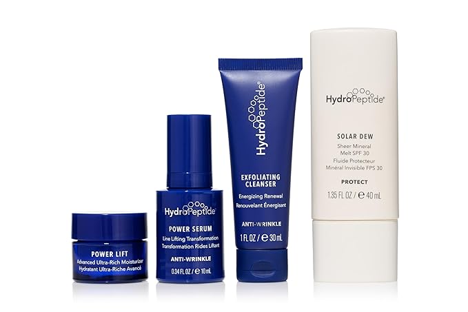 HydroPeptide Summer Skin on-the-Go Regenerative Routine & Travel Size Kit: Power Lift, Power Serum, Exfoliating Cleanser & Solar Dew Mineral Melt SPF30