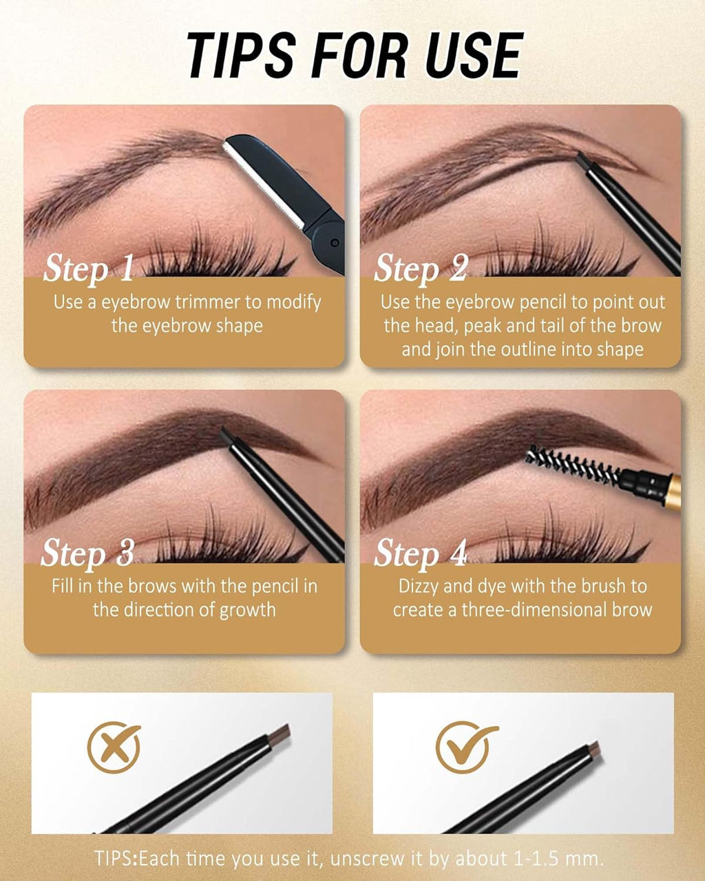 Eyebrow Pencil, 12Pcs Coffee Ultra-Fine Retractable Eye Brow Pencil for Women,Long-Lasting Waterproof Eyebrow Tint Pen for Define Shape and Fill Brows,Thanksgiving Eye Makeup Gift for Girl-05