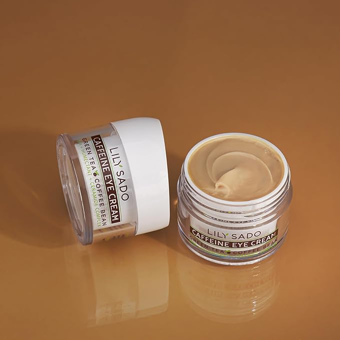 LILY SADO TEA+C™ Coffee & Matcha Caffeine EYE CREAM - Anti-aging Vegan Natural Eye Repair Moisturizer Lotion w Arabica Coffee Beans + Green Tea - Prevents Undereye Wrinkles, Puffiness, Dark Circles