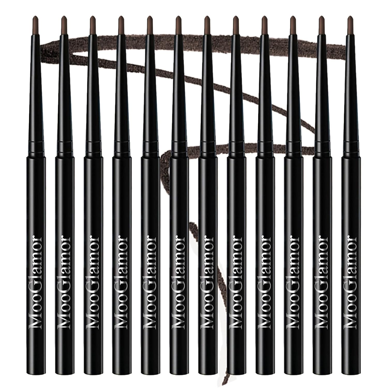 12 Pcs Brown Eyeliner Pencil Gel Eyeliner Pen with Retractable and Waterproof Eye Liner for Bold and Defined Eye Liner (Brown)