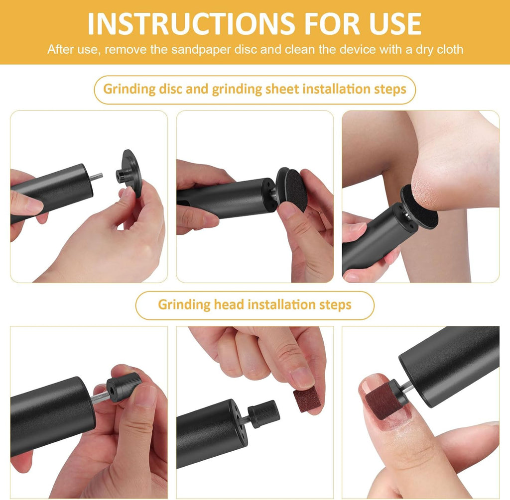 Upgraded Wireless Electric Callus Remover for Feet,6-Speed 2-in-1 Rechargeable Foot File Callus Remover with USB Charging & 3 Types of Sandpaper, Dead Skin Remover for Dry Cracked Heels,Black