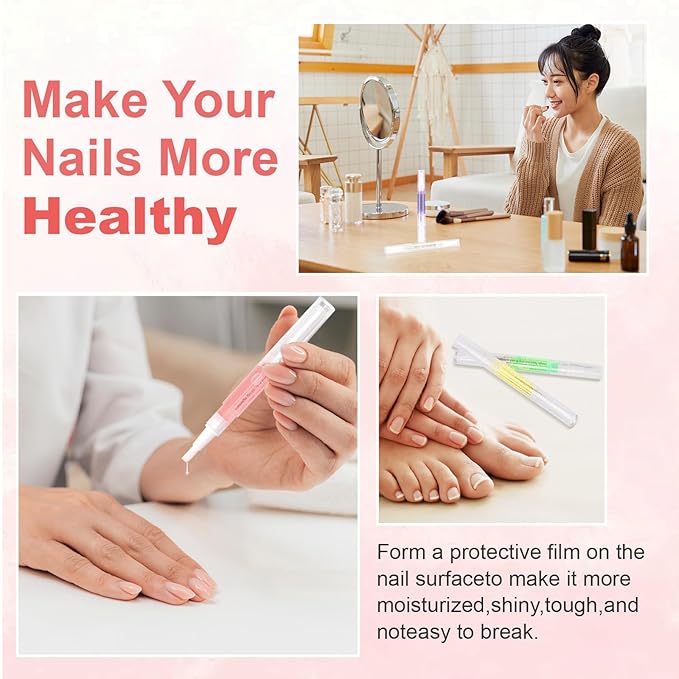 Meschett 3PCS Nail Cuticle Oil Pens with Nail File, Cuticle Oil for Nails from Natural, Nail Oil Cuticle for Cracked and Dry Nail(Lavender & Watermelon & Osmanthus flowers Flavor)