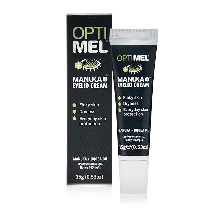 Optimel® Manuka+® Eyelid Cream, with Manuka Honey & Jojoba Oil, Restores Skin's Natural Structure, Soothes Flaky, Dry Skin - Ideal for Blepharitis, MGD, Seborrheic Dermatitis, Rosacea, & Eczema, 15g