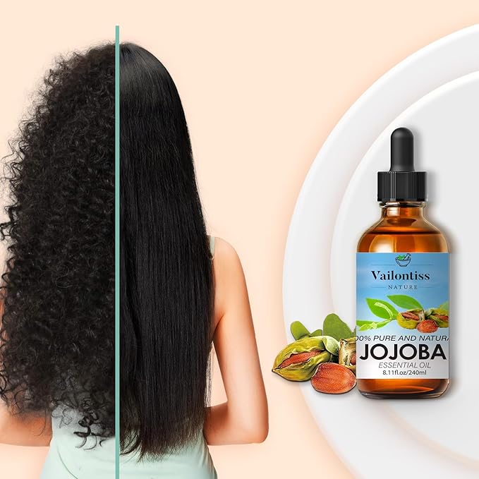 Jojoba Oil Organic – Natural Body Oil and Massage Oil, Body Spray for All Skin, Hair, and Nails, Cold Pressed & Hexane Free(Jojoba Oil, 8 Fl Oz)