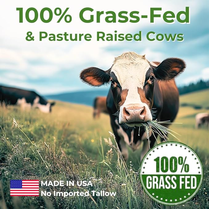 Grass Fed Beef Tallow for Skin – Organic Whipped Tallow Balm For Face and Body with Jojoba Oil and Cocoa Butter – Unscented and Herb-Infused – 4 oz, 2.5fl oz