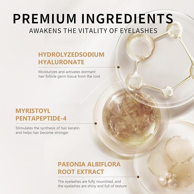 Eyelash Growth Serum for Thicker, Longer Lashes – Grow Luscious, Natural Lashes with Advanced Enhancer | Vegan & Cruelty-Free Treatment