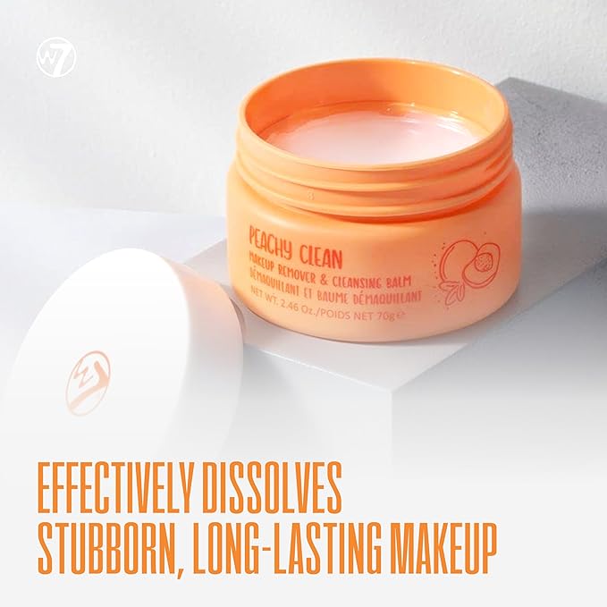 W7 Peachy Clean Face Cleansing Balm - Makeup Remover Melt With Fruit Juice - Clean Oil Free Skin