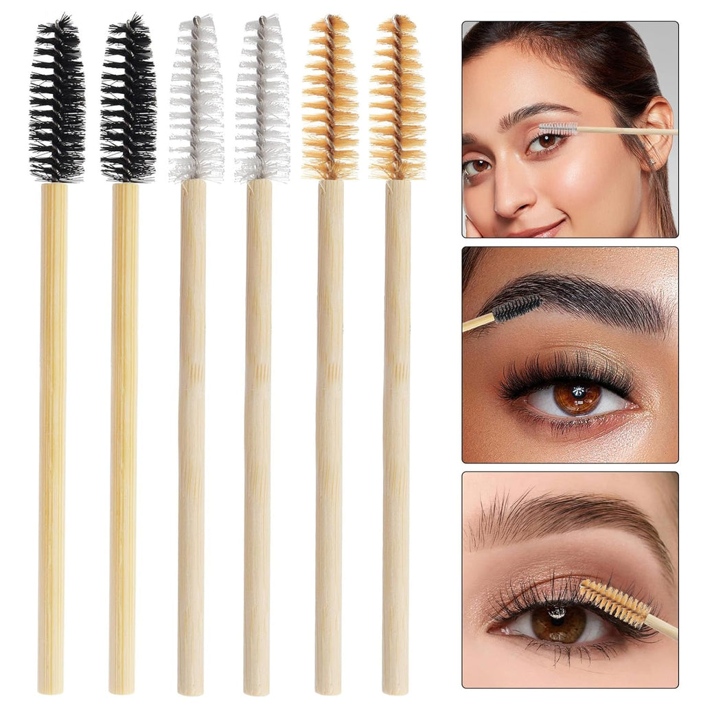 300PCS Disposable Mascara Wands Spoolie Brush Crystal Eyebrow Brushes Eyelash Extension Applicator Makeup Kits Bamboo Mascara Brush