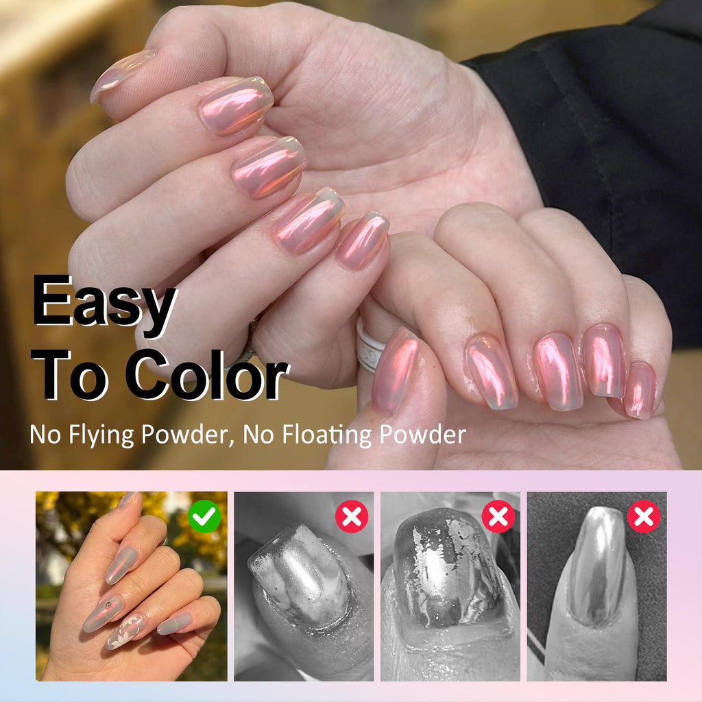 Upgrade Orange Chrome Nail Powde: 1Pcs Glazed Magic Mermaid White Chrome Nail powder,Aurora Metallic Effect Pearl Chrome Nail Powder Pigment for Design Home Nail Art Decoration DIY