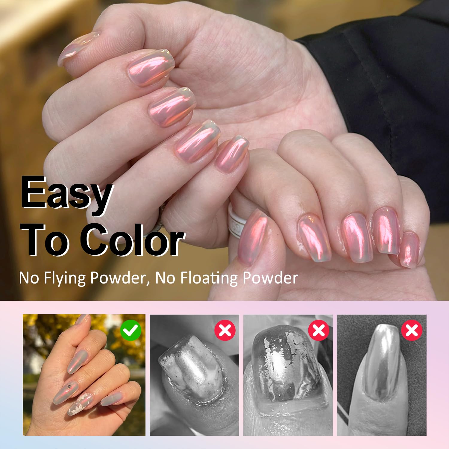 Upgrade Orange Chrome Nail Powde: 1Pcs Glazed Magic Mermaid White Chrome Nail powder,Aurora Metallic Effect Pearl Chrome Nail Powder Pigment for Design Home Nail Art Decoration DIY