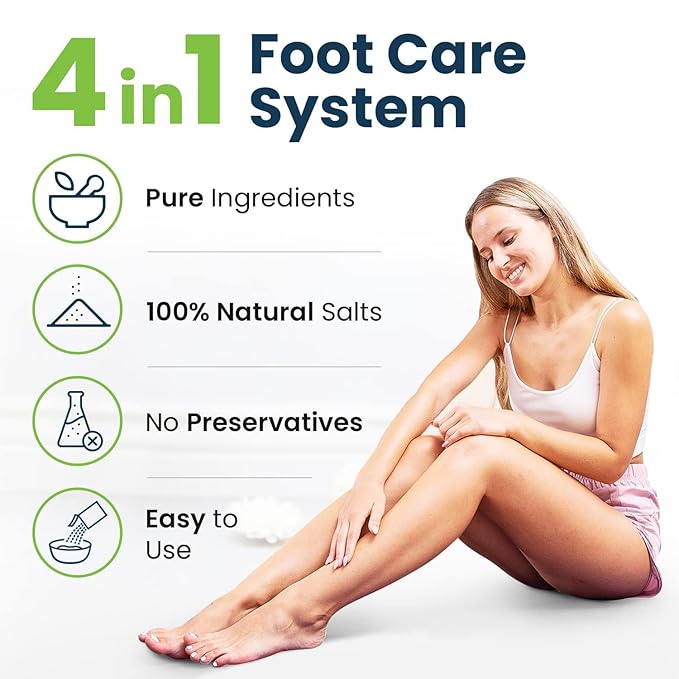 Foot Cure Foot Care/ Exfoliator & Callus Remover Pedicure Set – Includes Foot File for Dead Skin, Tea Tree Oil Foot Soak Salts, Urea Cream 40 Percent & Foot Callus Removal Gel – Made in USA