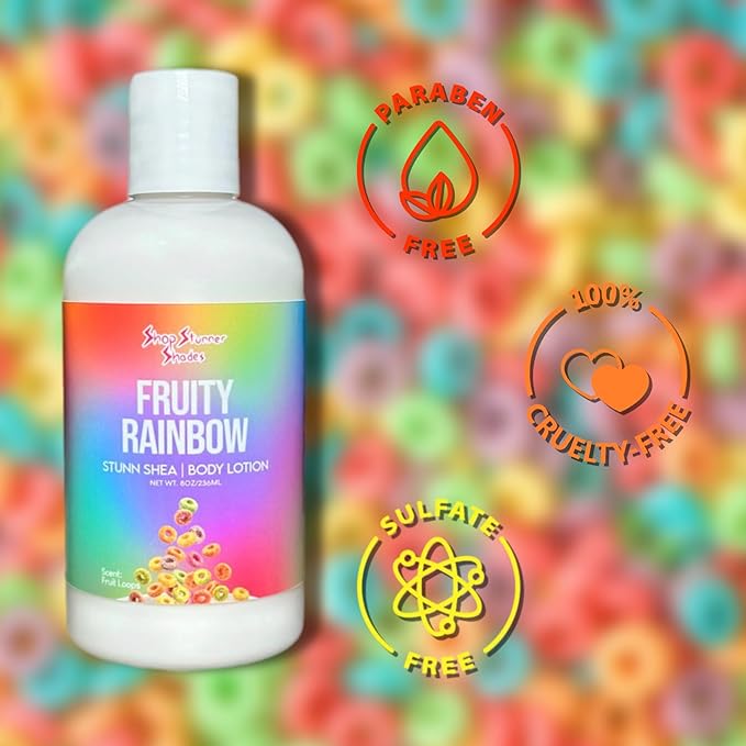 Shop Stunner Shades | Fruity Rainbow Nourishing Daily Lightweight Shea Butter Moisturizering Fruit Loops Scented Body Lotion, 8 fl oz