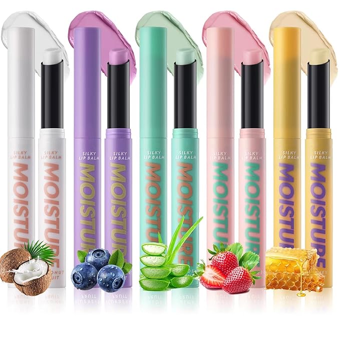2 in 1 Moisturizing Tinted Lip Gloss Lip Balm Hydrating Glossy Hypoallergenic Natural Women Girls Teens Students Long Lasting Dry Lip Care Strawberries # 02
