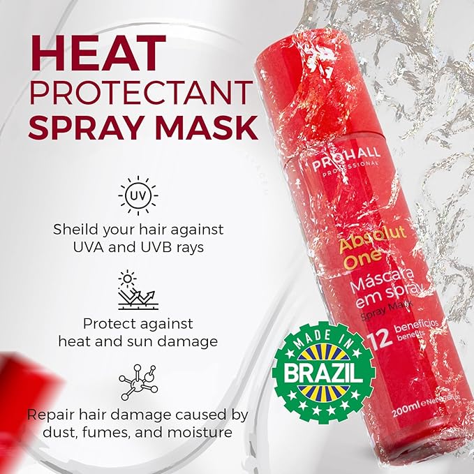 Deep Conditioning Hair Mask for Damaged Hair TreatmentProhall Biomask Proboo Fiber & Extreme Repair Brazilian Ampoules Kit-Hair Mask Protein Treatment with Absolut One Hair Heat Protectant Spray