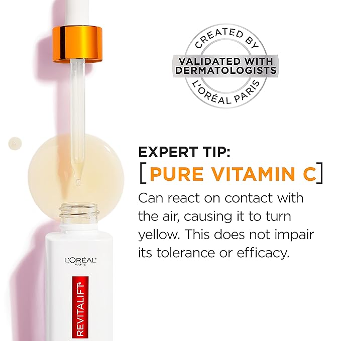 L'Oreal Paris Revitalift 12% Pure Vitamin C Serum, Vitamin E, Salicylic Acid, Brightening 1 oz + Moisturizer Sample