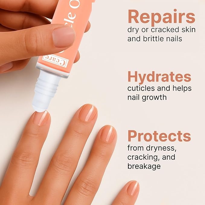 C CARE Vanilla & Sugar Roll-On Cuticle Oil | Natural Revitalizing Hydrating Nail Oil | Repaires Cuticles Overnight | For Damaged Skin And Thin Nails | Paraben Cruelty Free Formula | 10ml