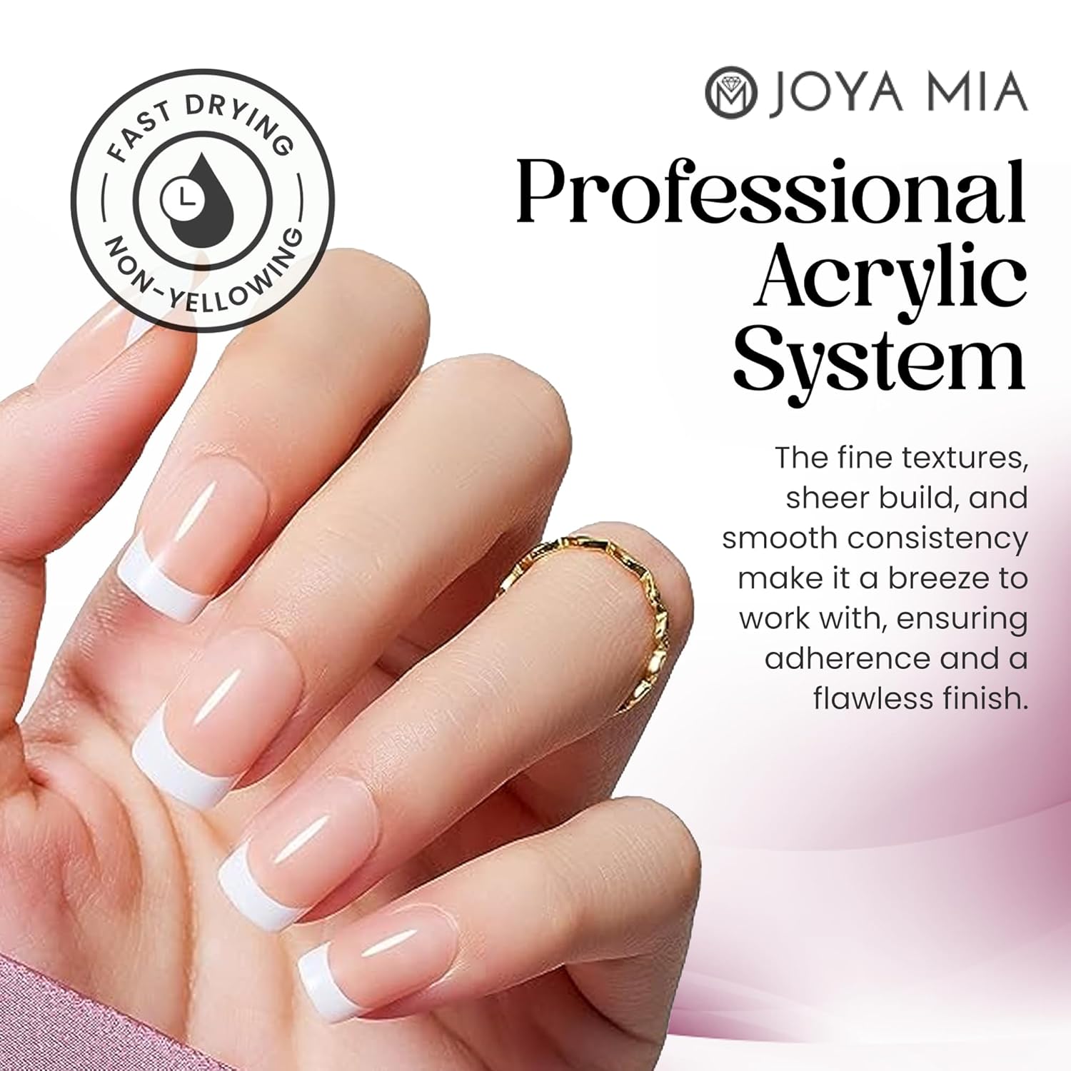 Joya Mia Acrylic Powder for Nails, MMA-Free, Super Adhesion Professional Powder for Flawless & Long-Lasting Nail Enhancements, Easy Application, Vibrant & Stunning Colors - Topaz Pink, 2 oz