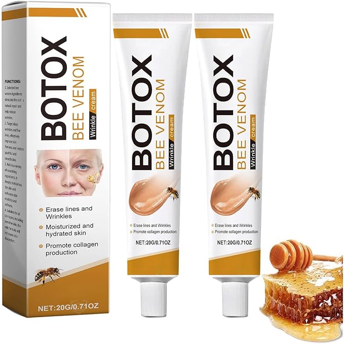 2 Pack Bo-tox Bee Venom Cream for Lifting & Firming Saggy Face/Neck/Eyes, Wrinkle & Fine Lines & Eye Bag Removal, Restoring Elasticity & Deeply Moisturizing, Natural Bee Venom Serum for All Skin Types