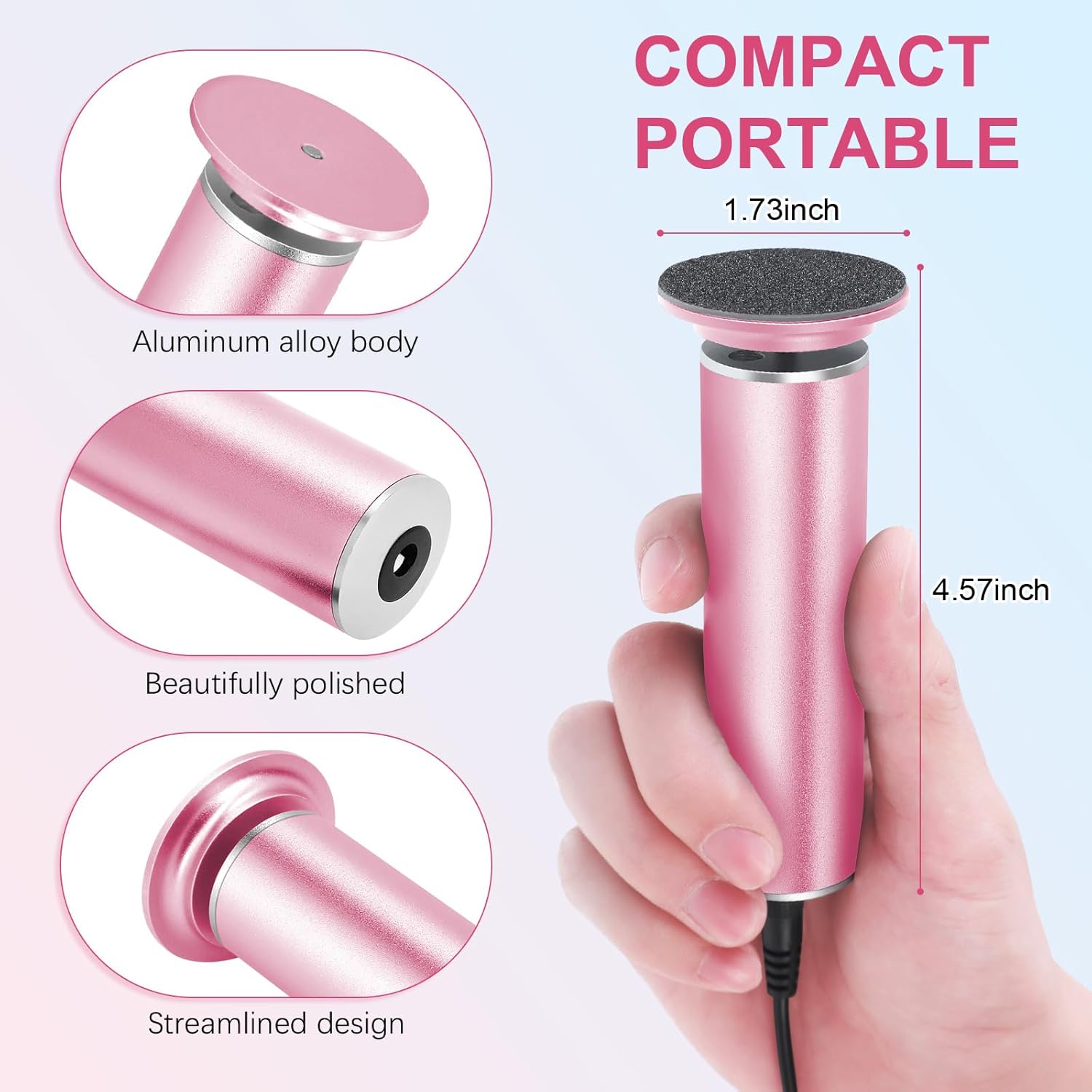 Electric Foot Callus Remover with Hand Callus Remover, Adjustable Speed Professional Electric Foot File Filer Sander Pedicure Tools for Feet Heel Dead Cracked Skin Women Men Use (Pink)