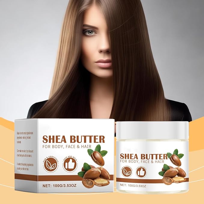 Whipped Shea Butter, 3.53 Oz Multifunctional Shea Butter Lotion for Extremely Dry Skin Body Butter for Women African Shea Butter Body Butter & Hair Butter